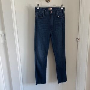 MOTHER The Hustler Ankle Fray  Blue Denim Jeans